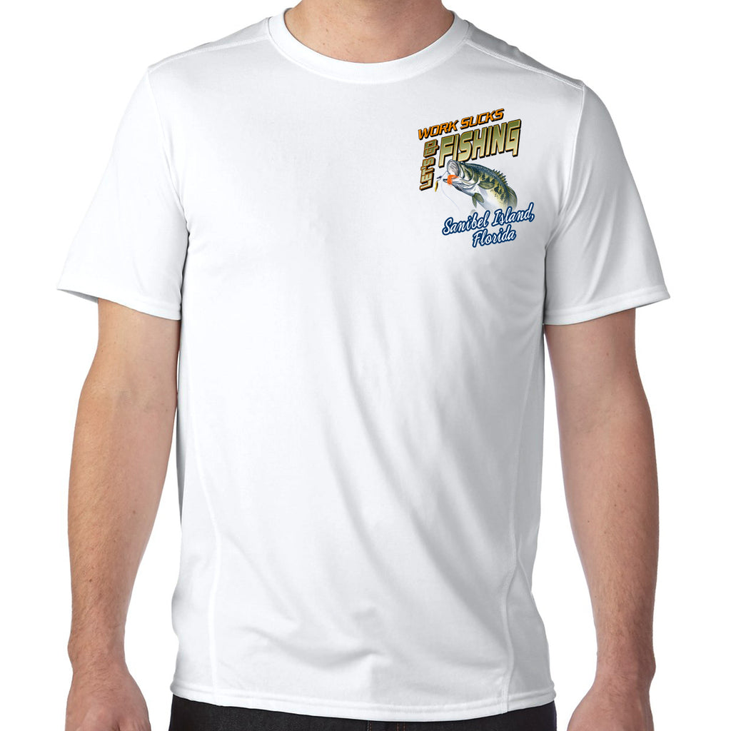 Sanibel Island, FL Work Sucks, Let's Go Fishing Performance Tech T-Shirt